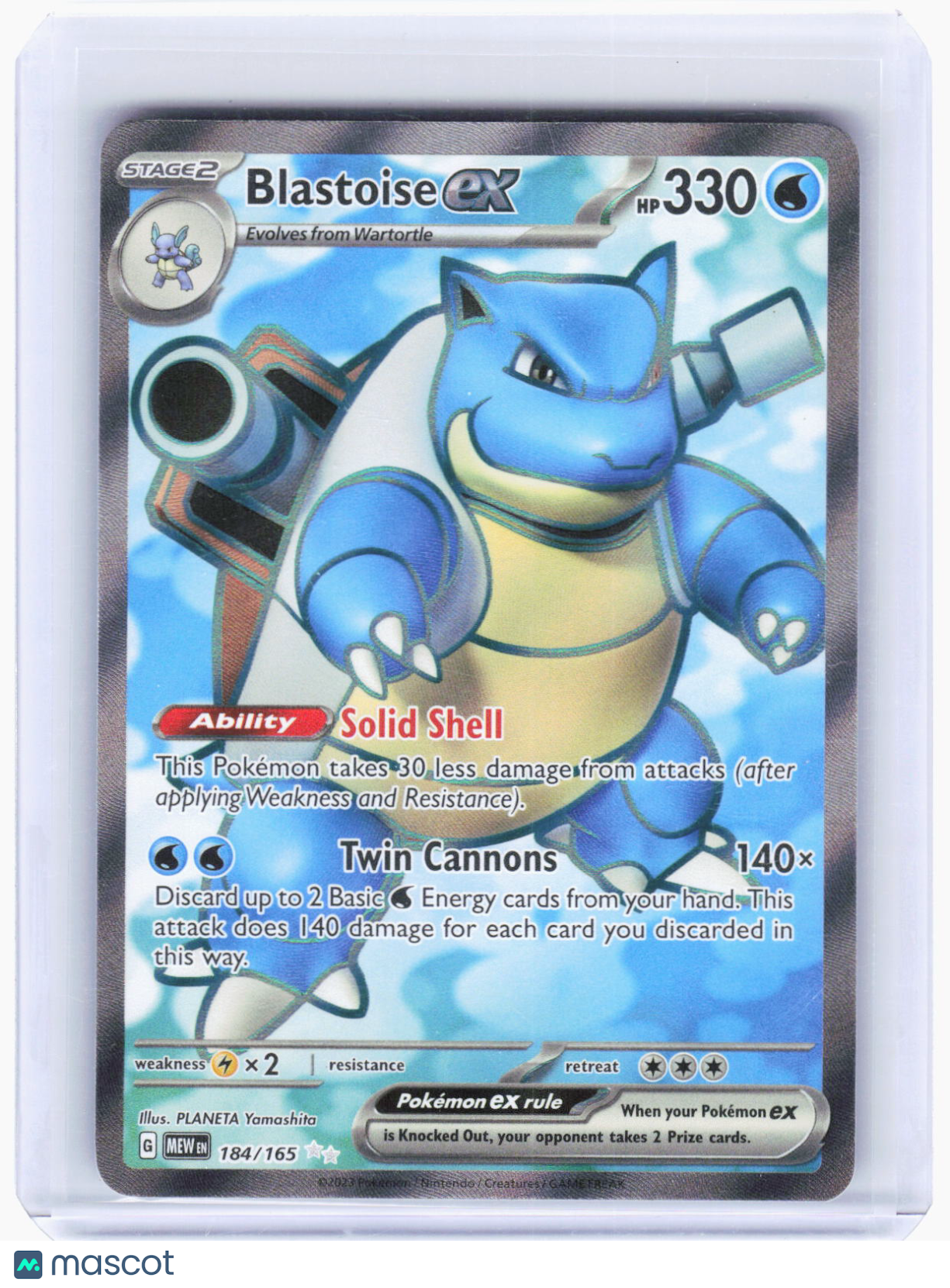 2023 Pokemon—Blastoise ex #184/165 Scarlet & Violet 151—Ultra Rare Foil