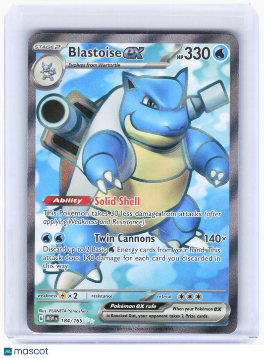 2023 Pokemon—Blastoise ex #184/165 Scarlet & Violet 151—Ultra Rare Foil