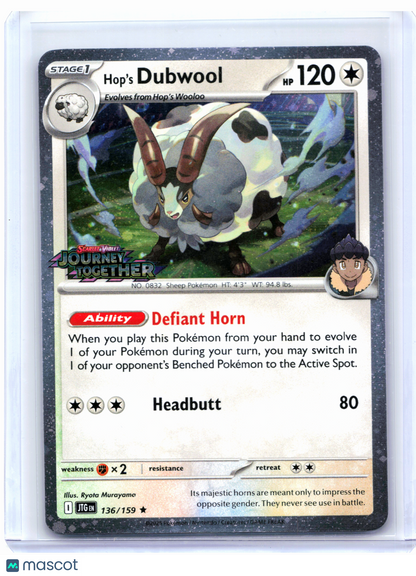 2025 Pokemon—Hop's Dubwool (Best Buy Exclusive) #136/159 MCAP—Holo Rare
