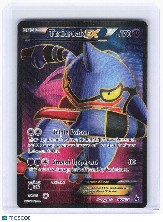 2014 Pokemon—Toxicroak EX (Full Art) #102/106 Flashfire—Ultra Rare Foil (LP)