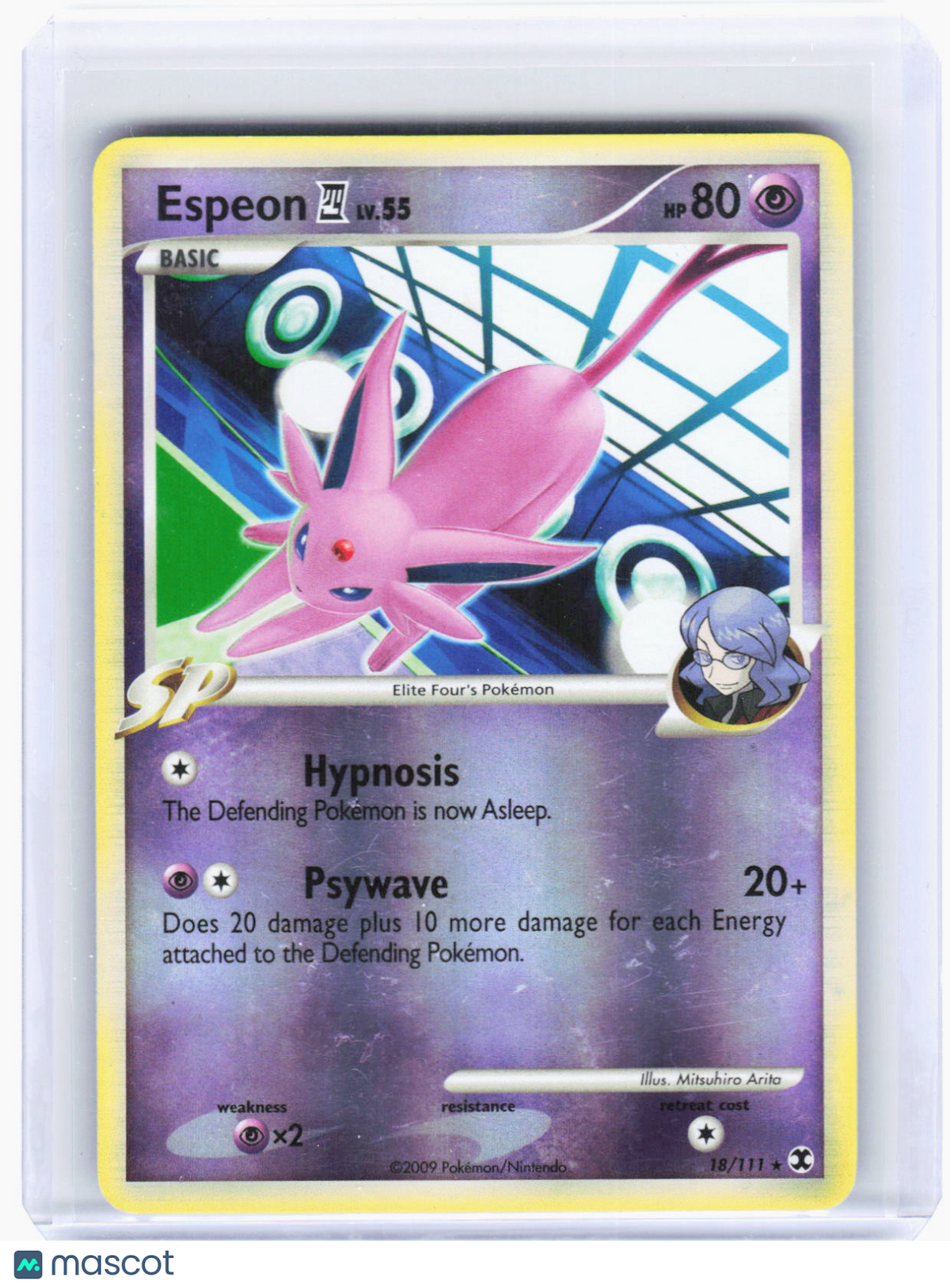 Espeon Mod Rivals 2009 Pokemon—Espeon E4 #18/111 Rising Rivals—Rare Reverse Holo (Heavily ...