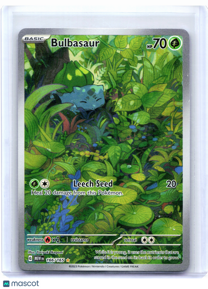 2023 Pokemon—Bulbasaur #166/165 Scarlet & Violet 151—Illustration Rare Holo [LP]