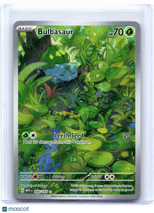 2023 Pokemon—Bulbasaur #166/165 Scarlet & Violet 151—Illustration Rare Holo [LP]