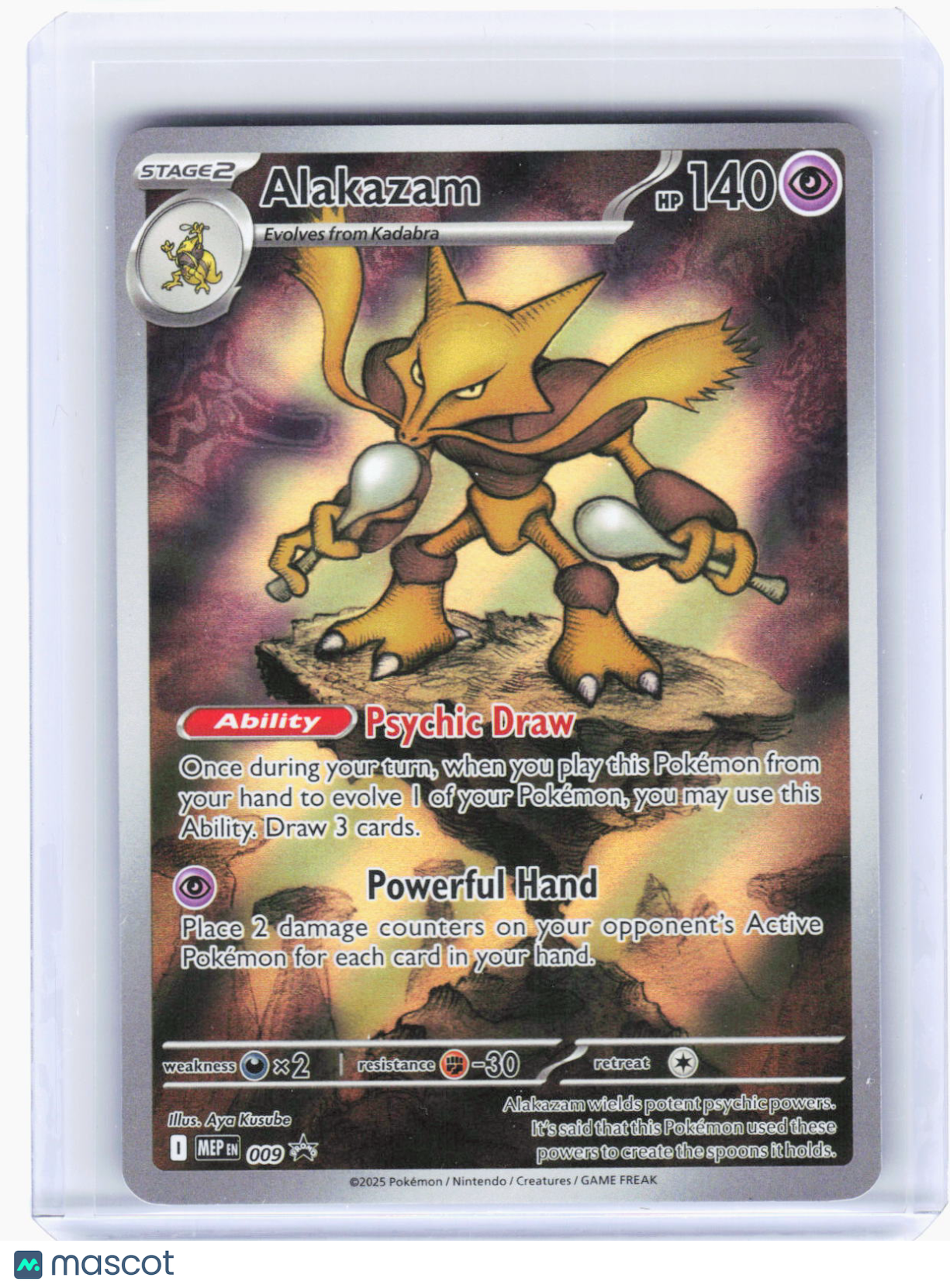 2025 Pokemon—Alakazam #MEP EN 009 Mega Evolution Pomo Cards—BSP Foil