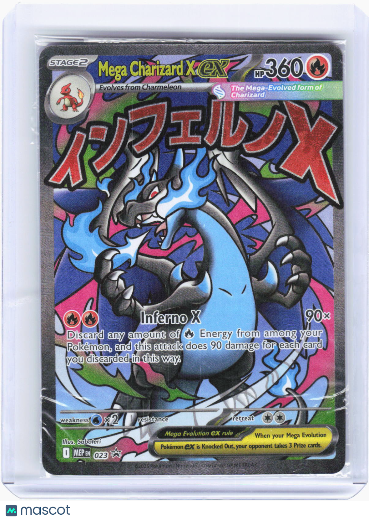 2025 Pokemon—Mega Charizard X ex #023 Mega Evolution Promo Card—BSP Foil(Sealed)