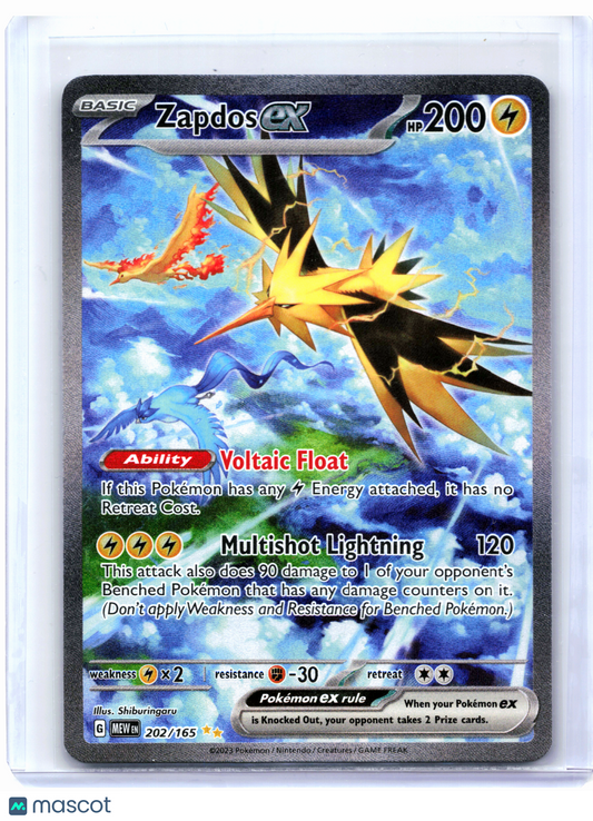 2023 Pokemon—Zapdos ex #202/165 Scarlet & Violet 151—SIR Holo