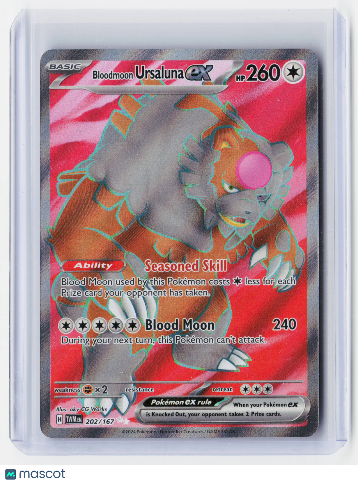 2024 Pokemon—Bloodmoon Ursaluna ex #202/167 Twilight Masquerade—Holo