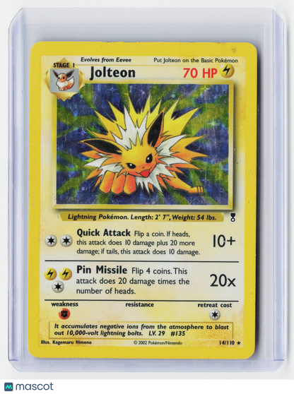 2002 Pokemon—Jolteon #14/110 Legendary Collection—Holo (Damaged)