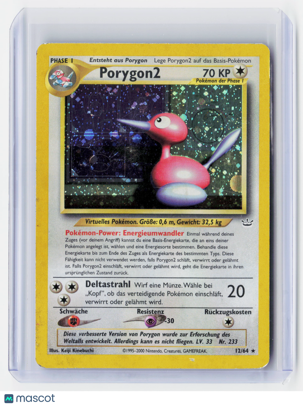 2001 Pokemon—Porygon2 #12/64 Neo Revelation—Rare Holo German [Damaged]