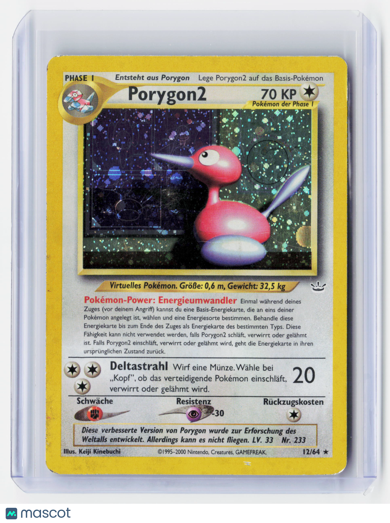 2001 Pokemon—Porygon2 #12/64 Neo Revelation—Rare Holo German [Damaged]