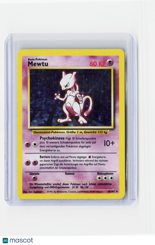 1999 Pokemon—Mewtu #10/102 Base Set—Holo German (Damaged)