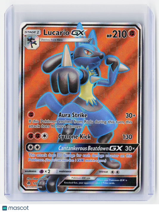 2018 Pokemon—Lucario GX #122/131 Forbidden Light—Ultra Rare Holo