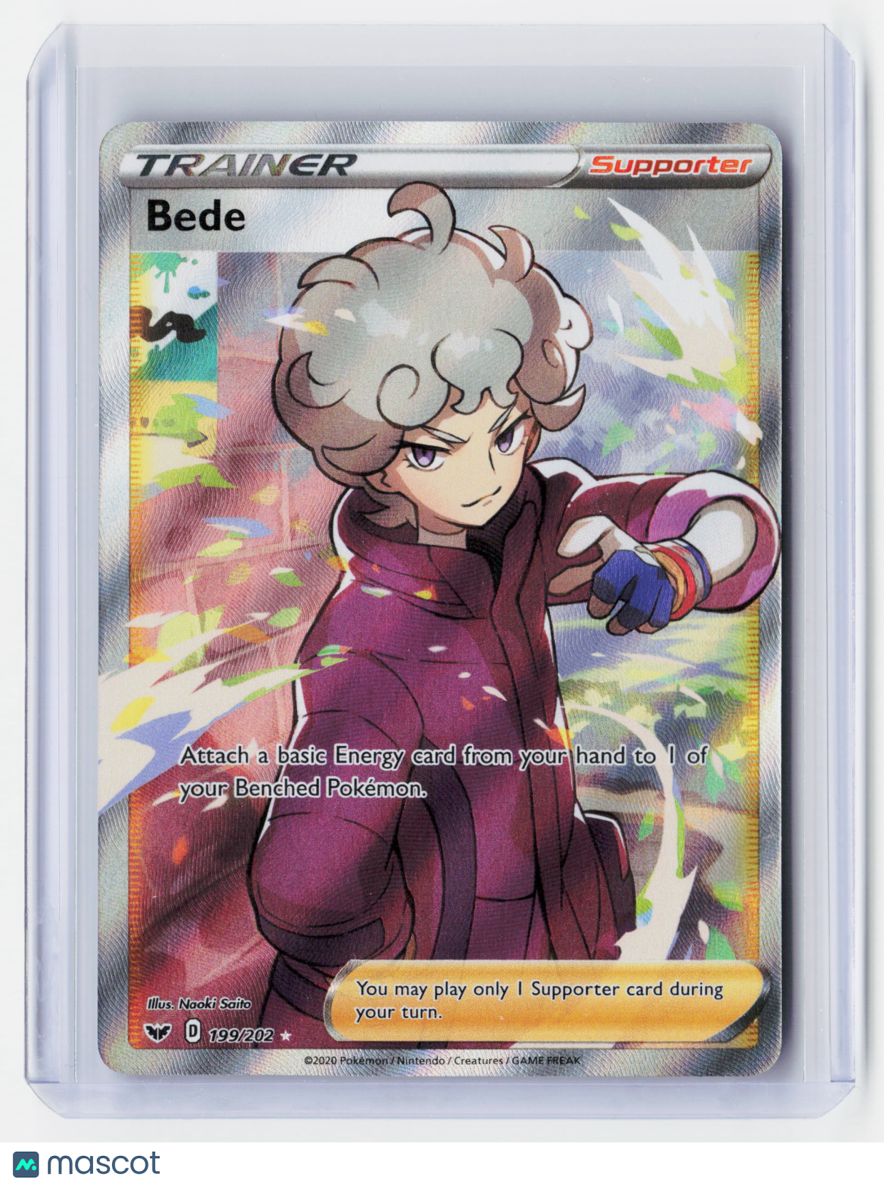 2020 Pokemon—Bede #199/202 Sword & Shield—Ultra Rare Holo