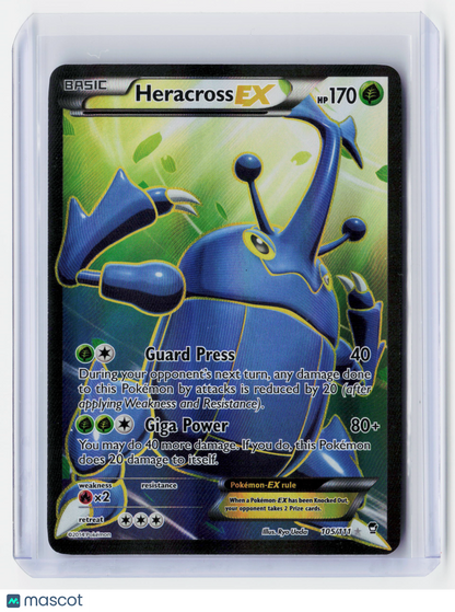 2014 Pokemon—Heracross EX #105/111 Furious Fists—Ultra Rare Holo