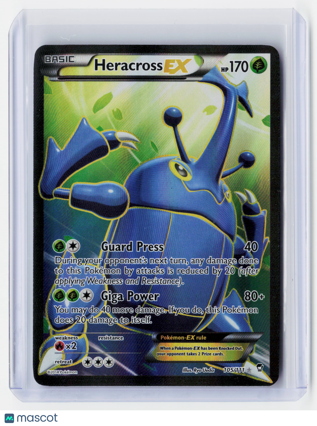 2014 Pokemon—Heracross EX (Full Art) #105/111 Furious Fists—Ultra Rare Holo