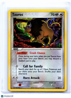2006 Pokemon—Tauros #12/100 EX Crystal Guardians—Holo Rare [Lightly Played]