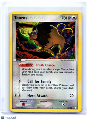 2006 Pokemon—Tauros #12/100 EX Crystal Guardians—Holo Rare [Lightly Played]