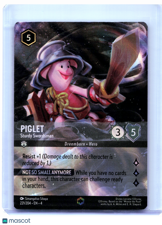 2024 Lorcana—Piglet - Sturdy Swordsman #221/204 Ursula's Return—Enchanted Foil