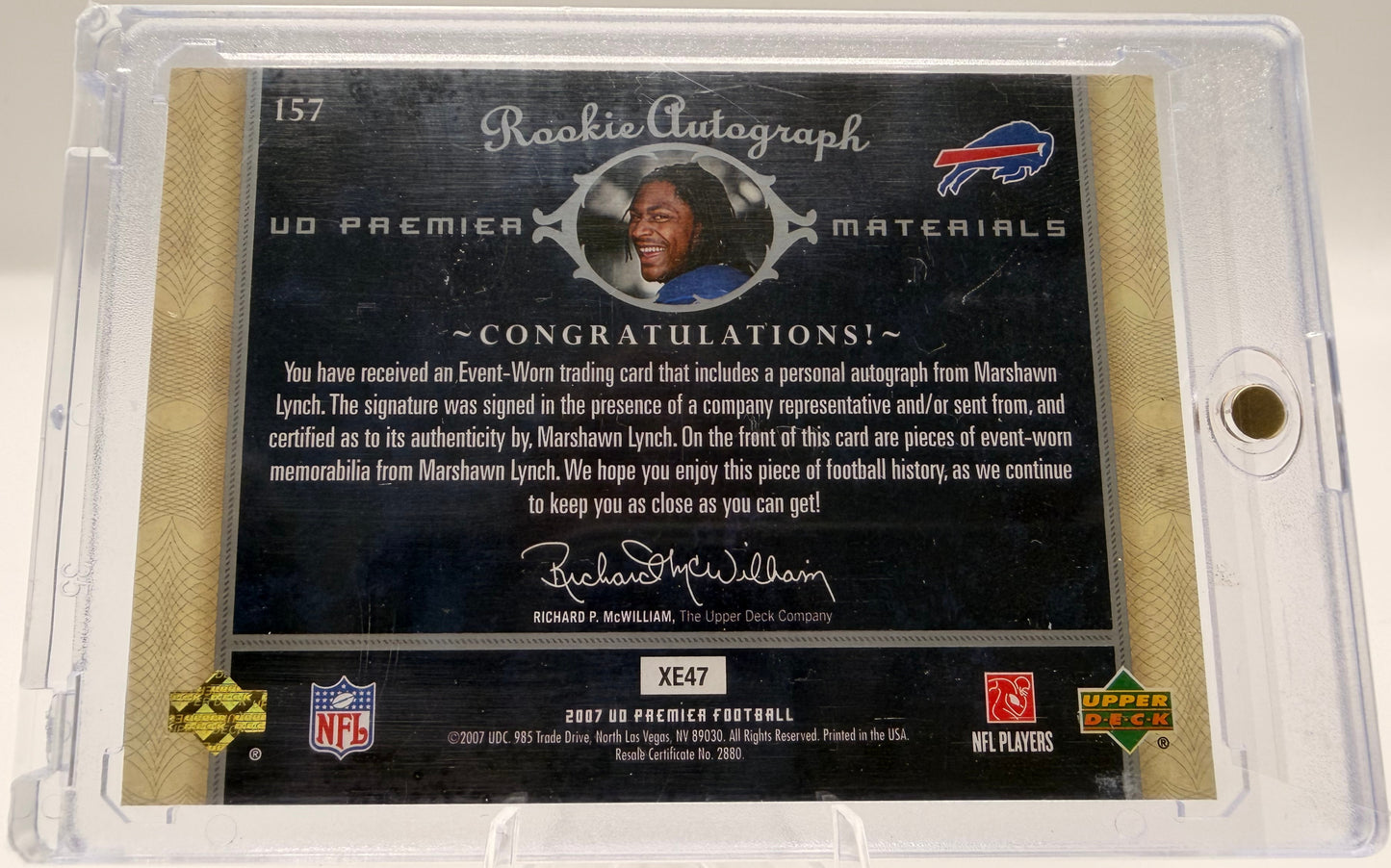 2007 Upper Deck-UD Premier Football—Marshawn Lynch #157 RPA 145/199
