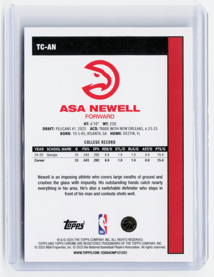 2025 Topps Chrome Basketball—Asa Newell #TC-AN Blue RC 095/150