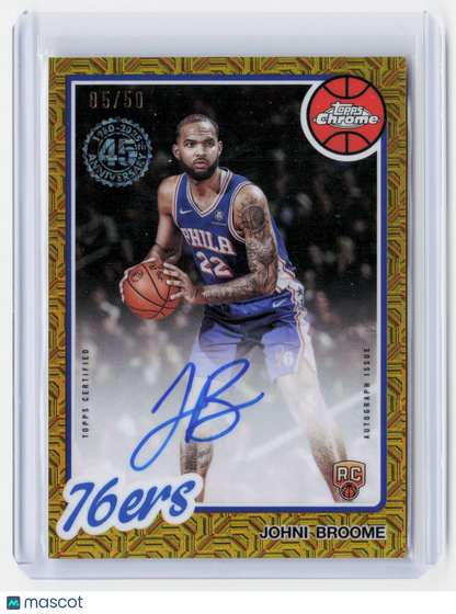 2025 Topps Chrome Basketball—Johni Broome #80CR2-JO Gold Mojo Refractor 05/50 RC