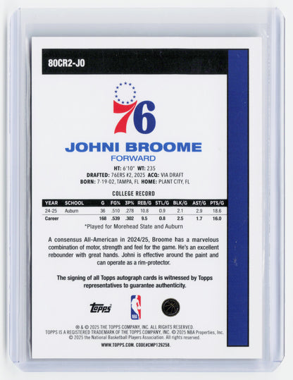 2025 Topps Chrome Basketball—Johni Broome #80CR2-JO Gold Mojo Refractor 05/50 RC