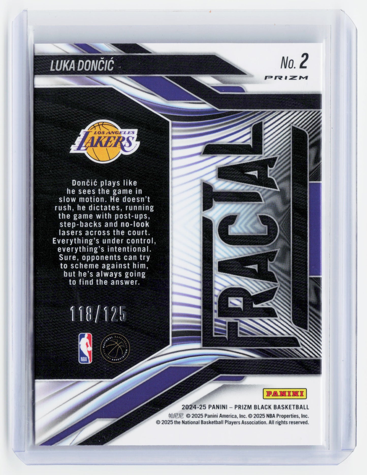 2025 Panini Prizm Black Fractal Basketball—Luka Dončić #2 118/125
