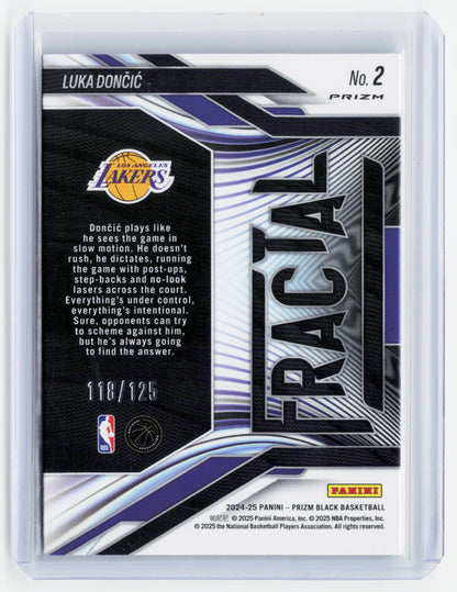 2025 Panini Prizm Black Fractal Basketball—Luka Dončić #2 118/125