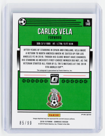 Panini 2019 Panini Donruss Optic Prizm Soccer—Carlos Vela #148 Blue 85/99—