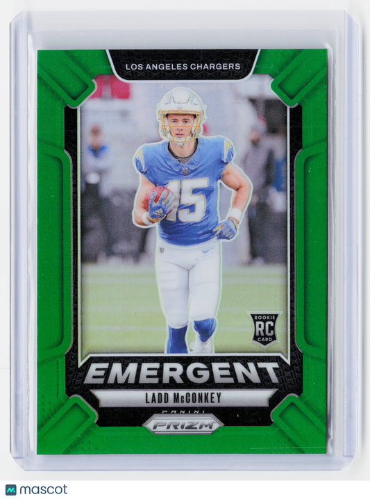 2024 Panini Prizm Emergent Football—Ladd McConkey #13 Green RC