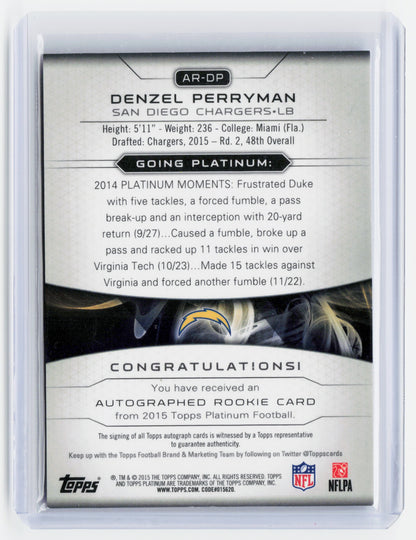 2015 Topps Platinum Football—Denzel Perryman #AR-DP Blue RC 148/150
