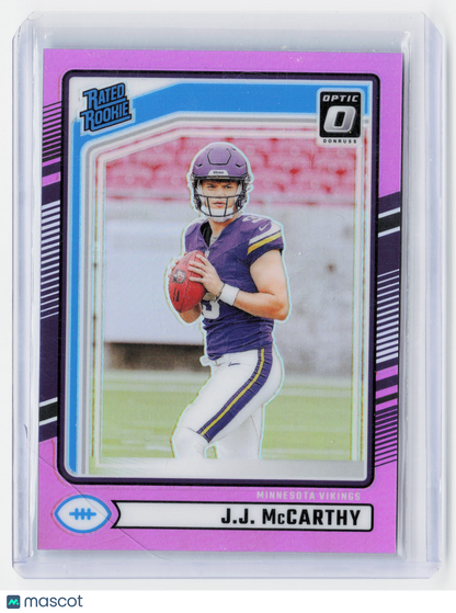 Panini 2024 Panini Donruss Optic Prizm Football—J.J. McCarthy #303 Pink —