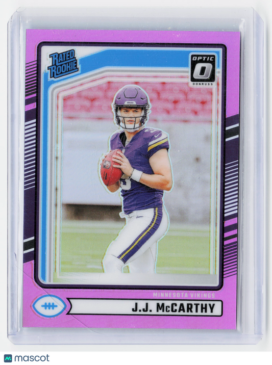 Panini 2024 Panini Donruss Optic Prizm Football—J.J. McCarthy #303 Pink —