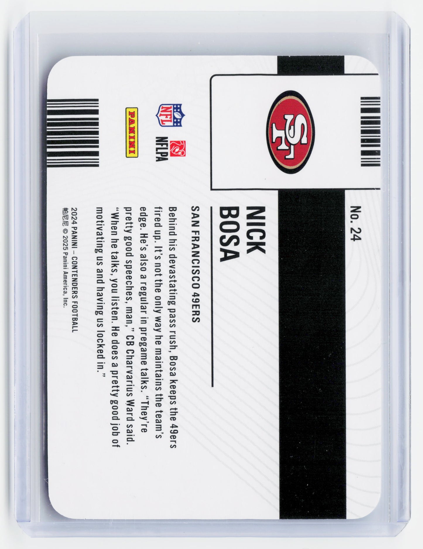 2025 Panini Contenders Football License to Dominate Football—Nick Bosa #24