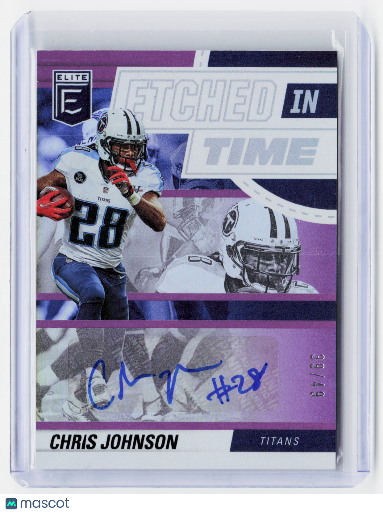 2022 Donruss Elite Etched in Time Signatures Football—Chris Johnson #ET-CJ 39/49
