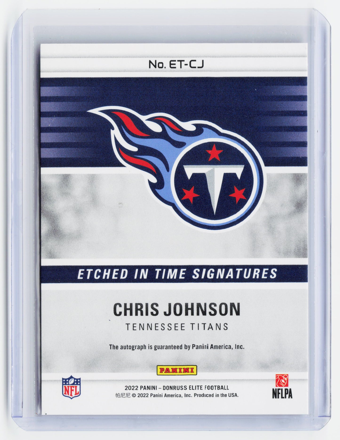 2022 Donruss Elite Etched in Time Signatures Football—Chris Johnson #ET-CJ 39/49