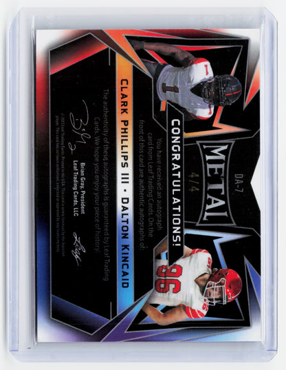 2023 Leaf Metal Draft Football—Clark Phillips III Dalton Kincaid #DA-7 Blue 4/4