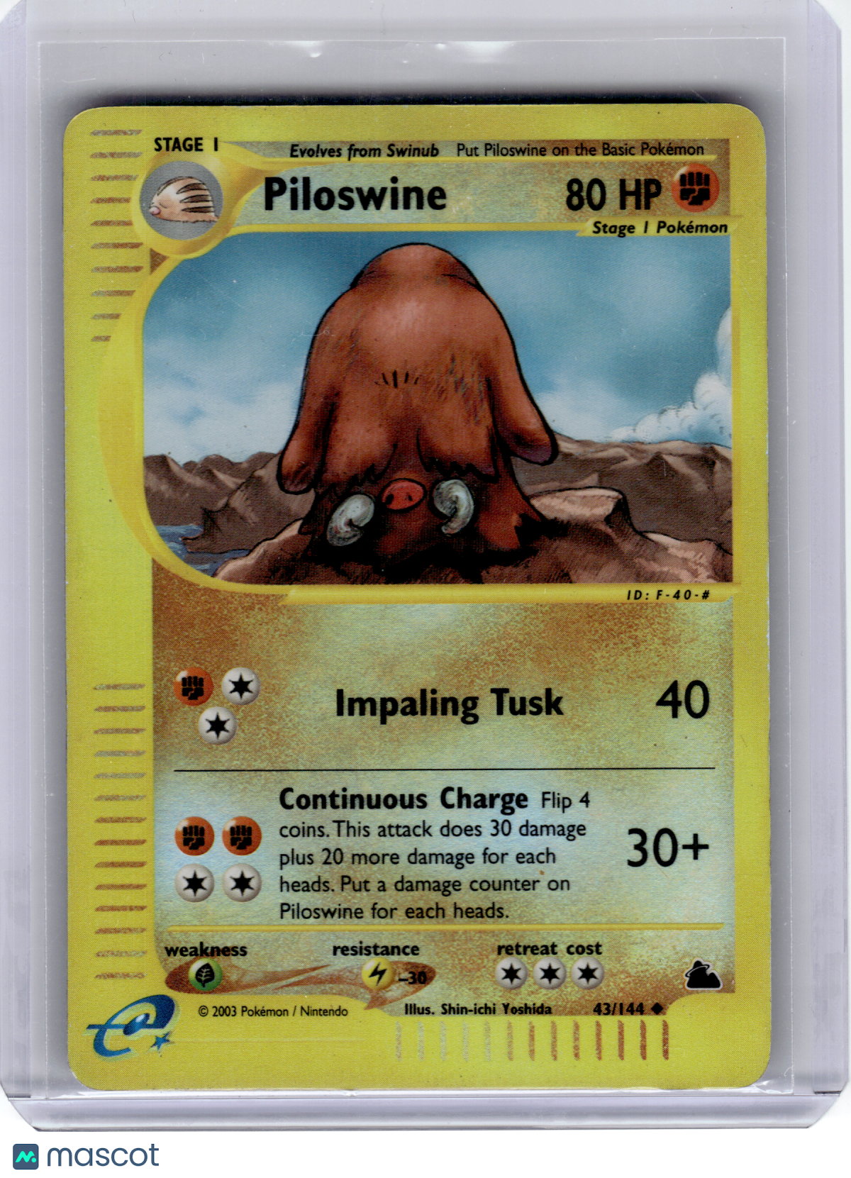 2003 Pokemon—Piloswine #43/144 Skyridge—Uncommon Reverse Holo