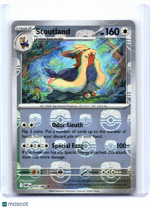 2025 Pokemon—Stoutland (Master Ball Pattern) #076/086 White Flare—Uncommon Holo