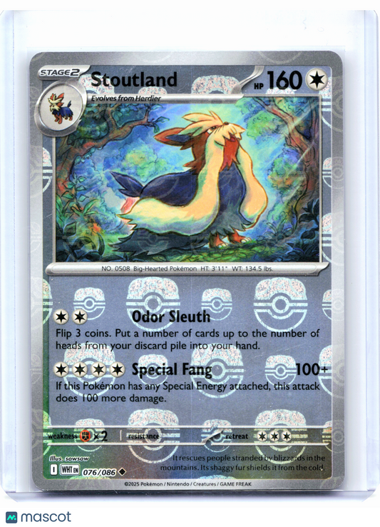 2025 Pokemon—Stoutland (Master Ball Pattern) #076/086 White Flare—Uncommon Holo