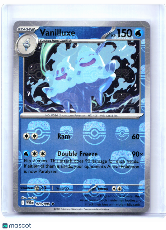 2025 Pokemon—Vanilluxe (Master Ball Pattern) #029/086 White Flare—Uncommon Holo