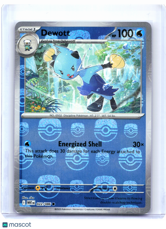 2025 Pokemon—Dewott (Master Ball Pattern) #022/086 White Flare—Common Holo