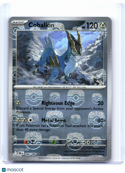 2025 Pokemon—Cobalion (Master Ball Pattern) #066/086 Black Bolt—Rare Holo