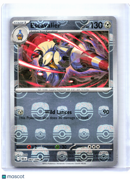 2025 Pokemon—Escavalier (Master Ball Pattern) #060/086 Black Bolt—Uncommon Holo