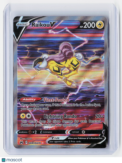 2023 Pokemon—Raikou V #GG41/GG70 Crown Zenith—Rare Holo
