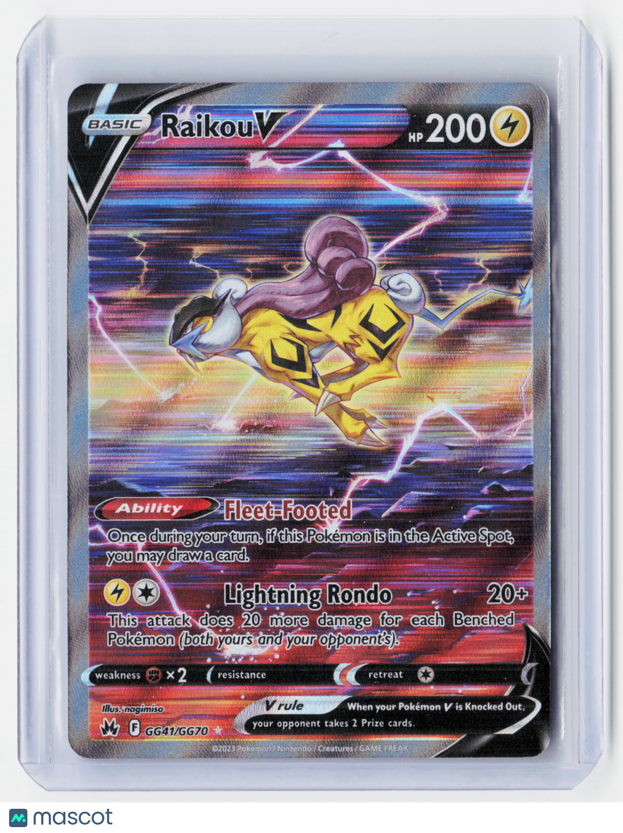 2023 Pokemon—Raikou V #GG41/GG70 Crown Zenith: Galarian Gallery—Ultra Rare Holo