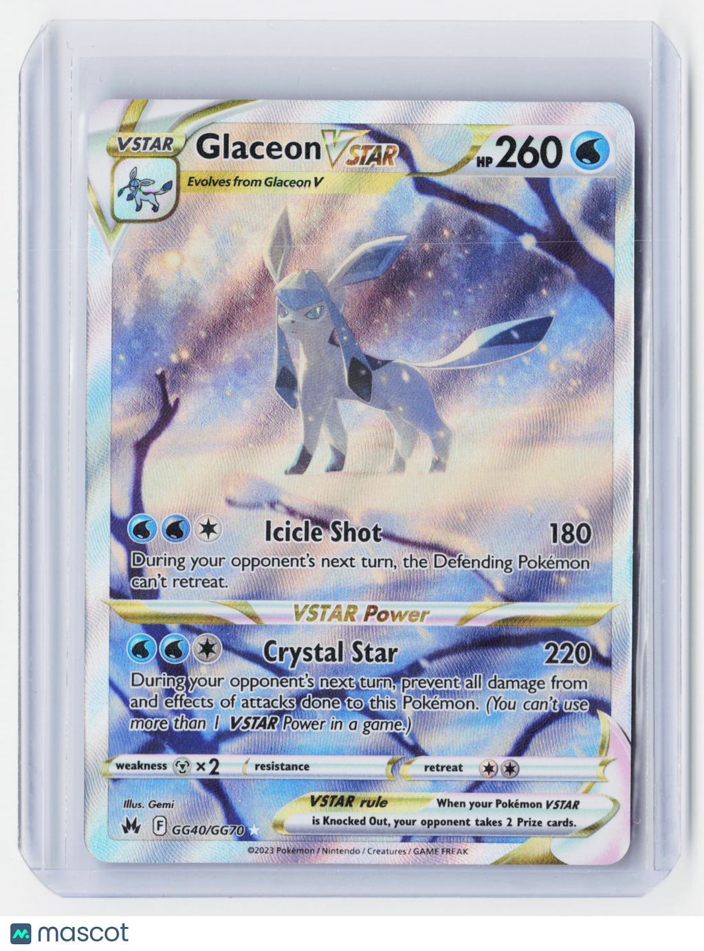 2023 Pokemon—Glaceon VSTAR #GG40/GG70 Crown Zenith: Galarian Gallery—UR Holo