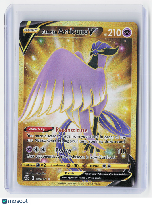 2022 Pokemon—Galarian Articuno V #181/172 Brilliant Stars—Secret Rare Holo