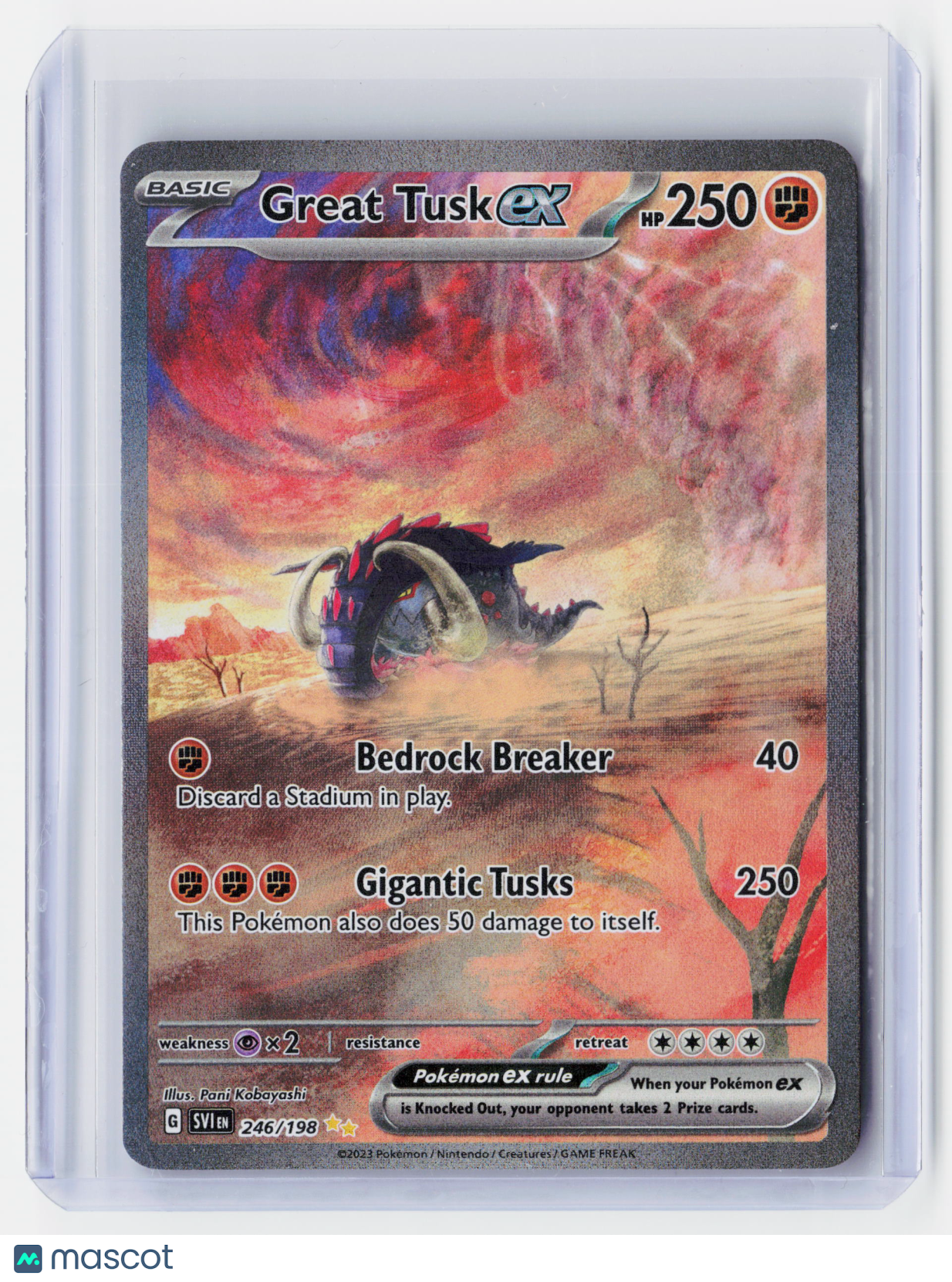 2023 Pokemon—Great Tusk ex #246/198 Scarlet & Violet Base Set—SIR Holo