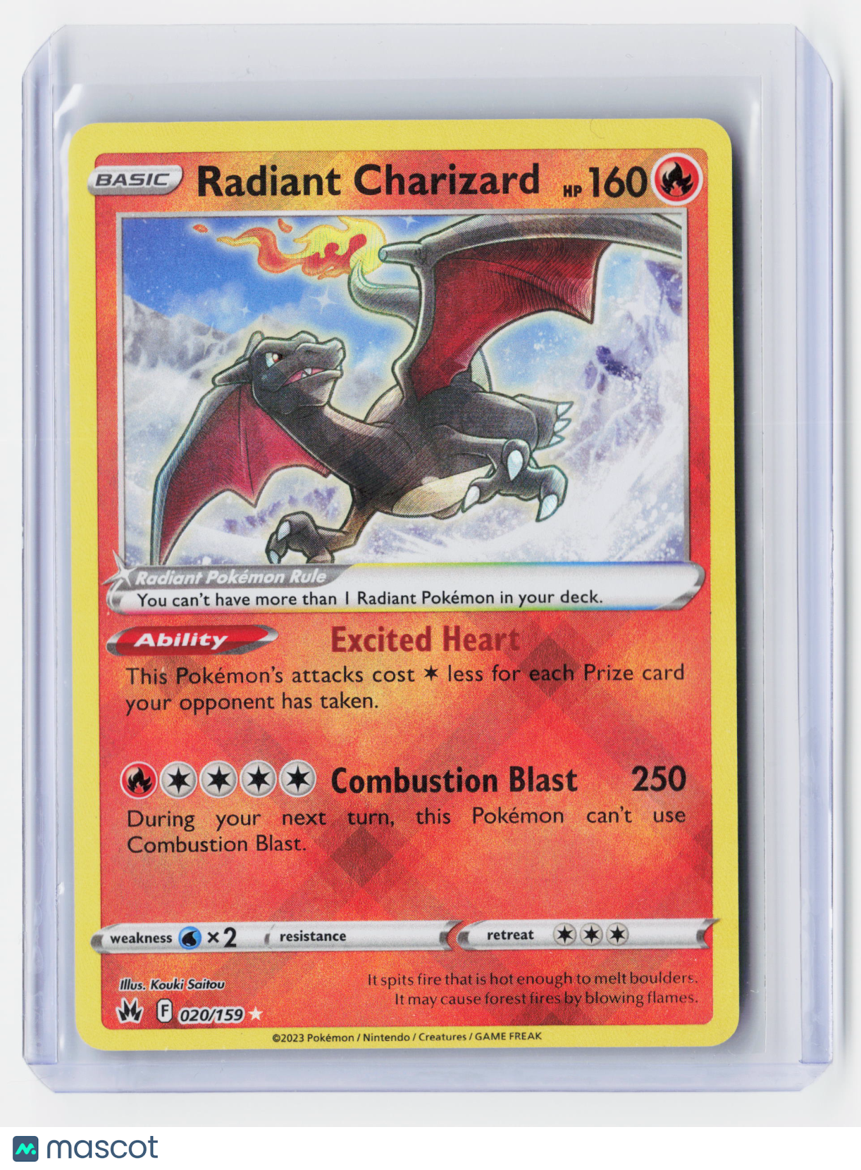 2023 Pokemon—Radiant Charizard #020/159 Crown Zenith—Radiant Rare Holo